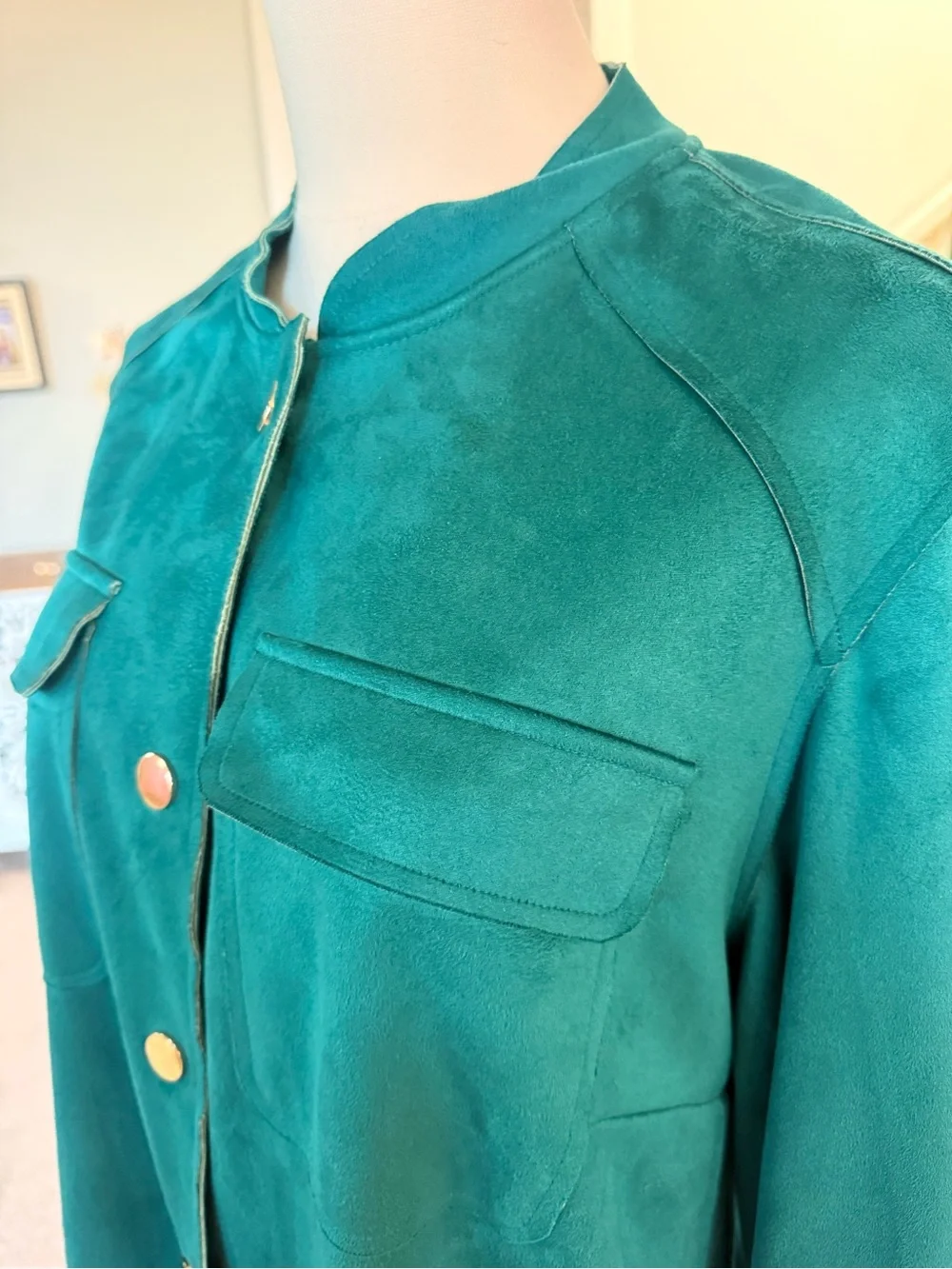 Chico's Suede Button-Front Jacket - Picture 3 of 8